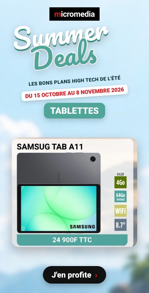 Summer Deals Micromedia - du 15 octobre au 8 novembre 2026